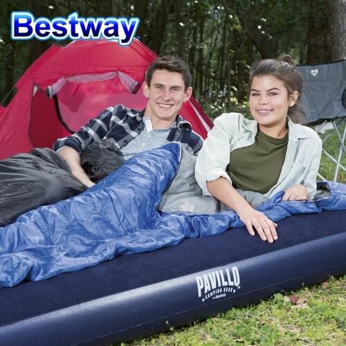 Bestway 67003 Inflatable Flocked Air Mattress Queen Size Travel Camping Air Bed Bedroom Furniture Mattress