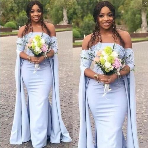 2019 Bridesmaid Dresses Off The Shoulder Long Sleeves Maid Of Honor Dress Lace Appliques Wedding Guest Dress robes