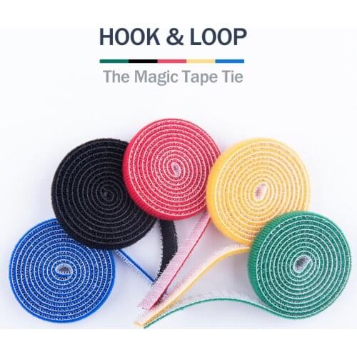 Hook and Loop Nylon Magic Tape Self-gripping Fastener Cable Tie 5 Colors For Optional