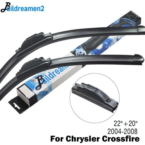 Buildreamen2 For Chrysler Crossfire Car Wiper Blade Front Windscreen Rubber Wiper Fit J Hook Arms 2004 2005 2006 2007 2008