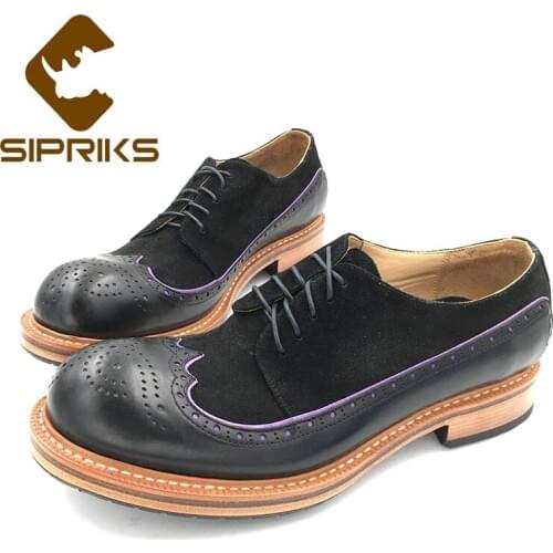 Sipriks Handmade Unique Design Shoes Mens Sewing Welted Shoes Double Leather Sole Thick Imported Italian Calf Leather Suede 45