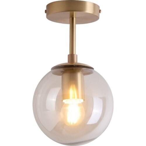 IWHD Nordic Glass Ball LED Ceiling Lights Balcony Porch Aisle Bedroom Copper Retro Vintage Ceiling Lamps Plafonnier Lighting
