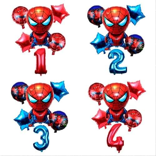 Spiderman Balloon Digital Aluminum Balloon Cartoons Inflatable Toys Boy Children Birthday Party Decoration Wall Decoration Set
