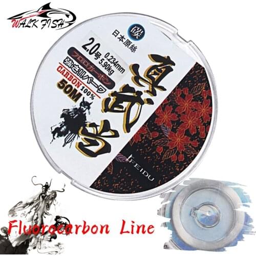 WALK FISH 50M Carbon Fiber Line Super Strong Japanese Fishing Line Fluorocarbon Fishing Line Carp Sea Fishing Line Pesca