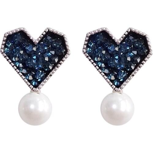 Luxurious Imitation Pearl Stud Earrings Temperament Rhinestone Earrings for Womens Fashion Female Jewelry