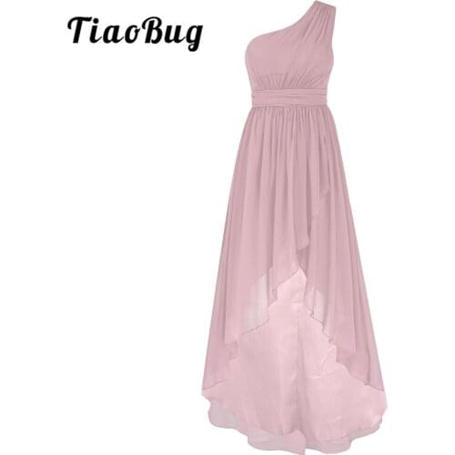 Womens One-shoulder High Low Evening Dresses Ladies Chiffon Long Dress Abendkleider Formal Evening Party Gown Sexy Women Dress