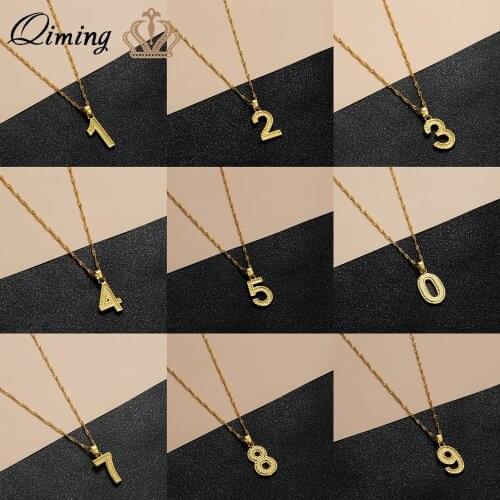 1 2 3 4 5 6 7 8 9 Initial Number Necklace For Women Men Couple Simple Jewelry Baby Birthday Gift Dainty Age Pendant Necklace