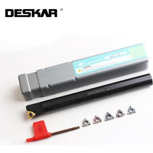 1PC DESKAR SNR0016Q16 SNL0016Q16 CNC Internal Threading Toolholder with 10PCS 16ER 16IR BSPT UN LDA LDC Carbide Inserts Sets