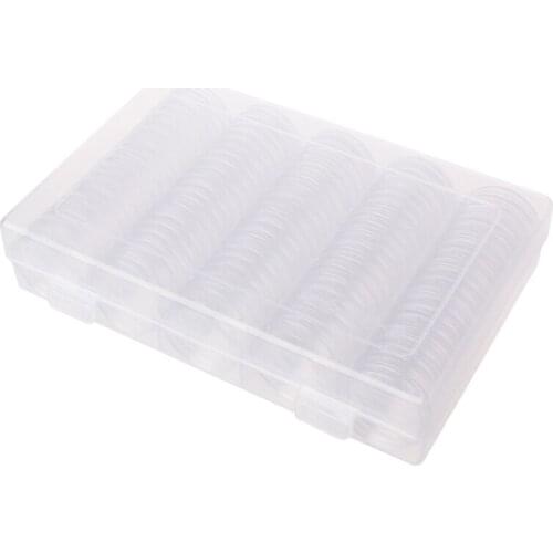 100 Coin Holder Capsules 30mm Round Box Plastic collectibles Storage Organizer