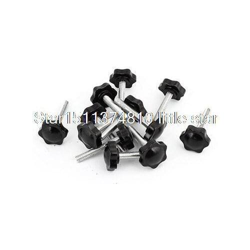 12 Pcs 32mm Dia Star Shaped Head M8 x 50mm Male Thread Clamping Screw Knob