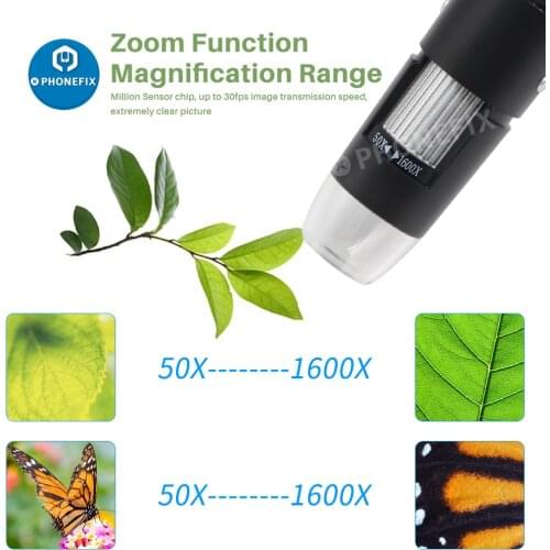 1600X 2MP 1080P 8 LED Microscope Digital Magnifier with USB Interface Electronic Stereo USB Endoscope For Phone PC