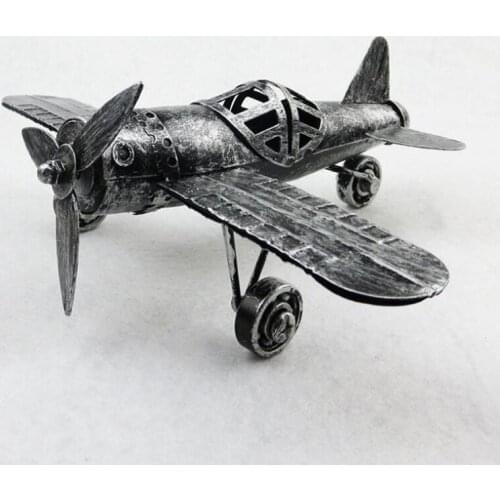 19cm Fighter Retro tin aircraft model ornament metal crafts home decoration