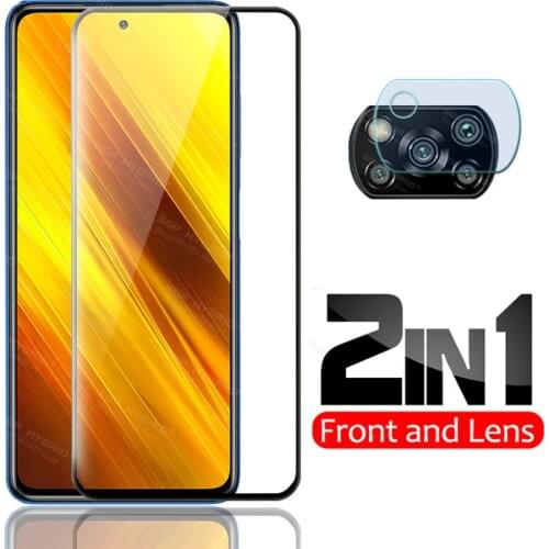 2in1 Screen Protector and Camera Lens Armored Film for Xiaomi Mi Poco X3 NFC X2 Tremp Safety Glass Full Cover On Mi Poco X3 NFC