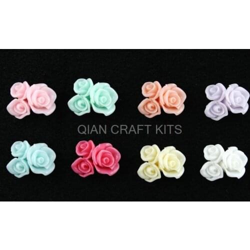 200pcs Resin mix three attached roses bouquet rein Cabochons Cell phone decor, hair pins, rings DIY handmade jewelry