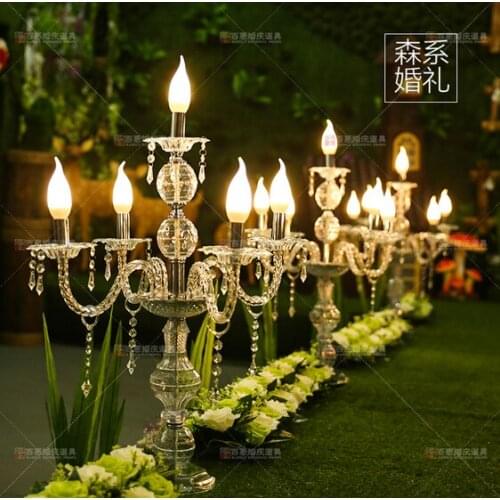2018 New style 75cm candelabra acrylic table centerpiece candlestick wedding road lead Wedding Decoration