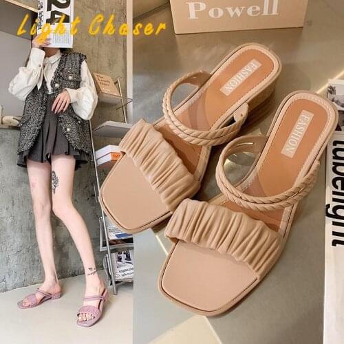 2021 Womens Casual Sandals Summer Shoes Low-heel Ladies Sandals Fashion Women New Open-toed Two-wear Slippers Women Beach Shoes