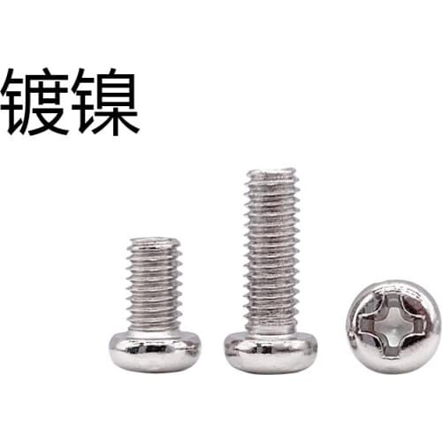 30pcs M3 Phillips round top screw pan head screws electronic mechanical bolts nickel plating bolt GB818 3mm-20mm long