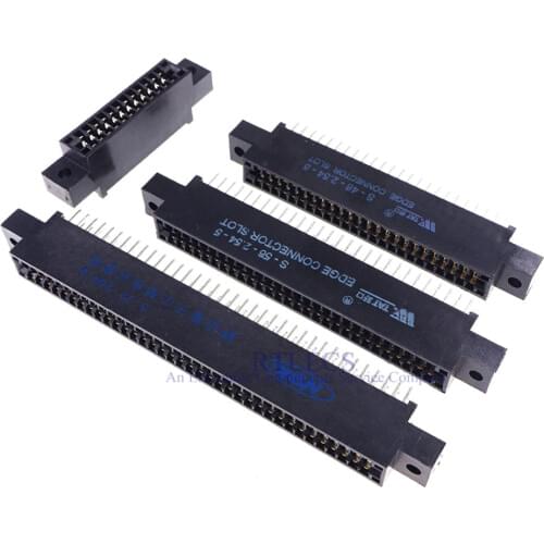 5pcs Edge Connector Slot 2.54 mm Pitch 24 44 48 50 56 60 72 86 88 100 120 Pin PCB Card Gold Finger Socket Mounting ears Board DI