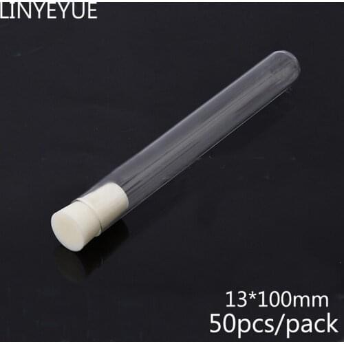50pcs/pack 13*100mm U-shape Bottom Glass Test Tube with silica gel plug Laboratory Glassware Lab Glass Tube with cap