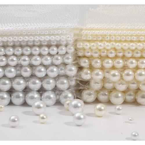 2-18mm 10-1000pcs No Hole Acrylic ABS Imitation Pearl Bead White Ivory Round Loose Beads For DIY Craft Clothing Garment Supplies