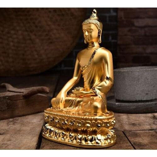 21 CM LARGE # HOME OFFICE efficacious Talisman House Protection # Tibetan Buddhism Sakyamuni Buddha gilding brass Buddha statue