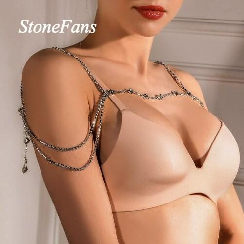 Stonefans Statement Rhinestone shoulder chain necklace jewelry for women Handmade bridal Shoulder Jewelry wedding Accessories