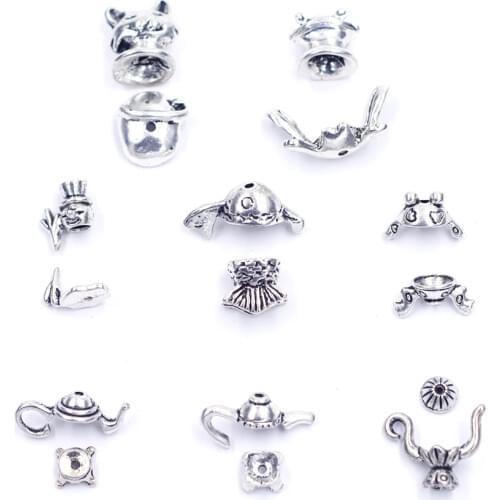 End Bead Caps Frog Teapot Snowman Cat Fish Gold Silver Tone Zinc Metal Bracelet For Jewelry Making DIY Findings