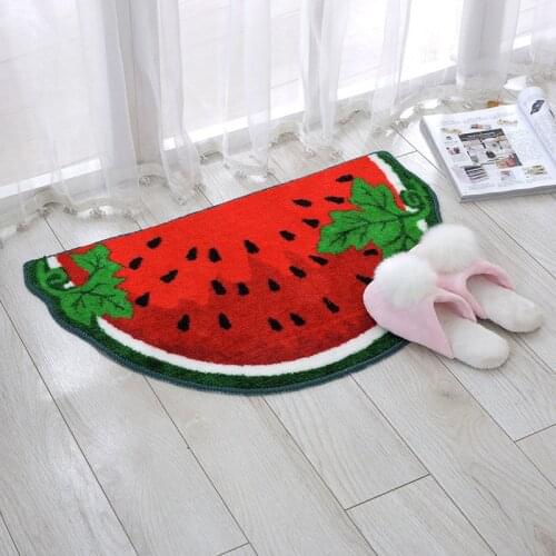 Watermelon Shape Doormat Cartoon Fruit Watermelon Anti-slip Door Mat Kitchen Pad Bathroom Bath Rugs Door Absorbent Non-Slip Mat