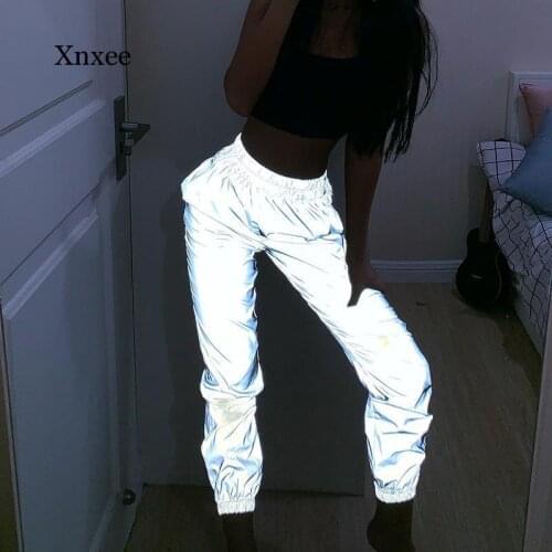 High Waist Loose Luminous Trouser Reflective Leggings Autumn Winter Women New Fashion Club Special Harem Elasticated Pants