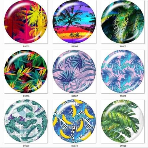 Leaf Tree Pineapple Banana Cooconut 10pcs mixed 12mm/18mm//25mm Round photo glass cabochon demo flat back Making findings B9003
