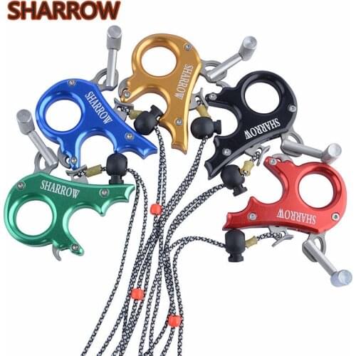 Aluminum Alloy 3 Finger Archery Bow Release Thumb Handle Grip Caliper Release Aids Compound Bow Shooting Hunting Accessories