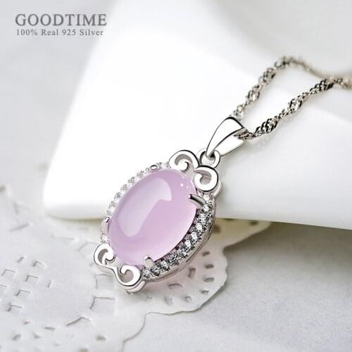 Fashion Real 925 Sterling Silver Necklaces Zircon Pendant Necklaces Chain Gift For Women Girl Jewelry