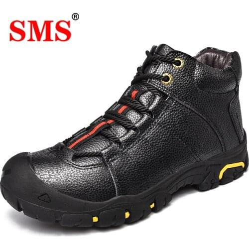 SMS Mens Tactical Boots Leather Winter Warm Outdoor Shoes Comfortable Sneakers Non-slip Mountain Hiking Shoes Hunting Boots
