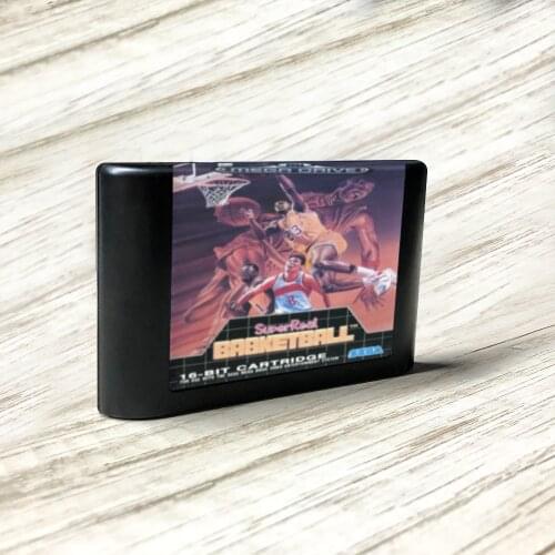Super Real Basketball - EUR Label Flashkit MD Electroless Gold PCB Card for Sega Genesis Megadrive Video Game Console