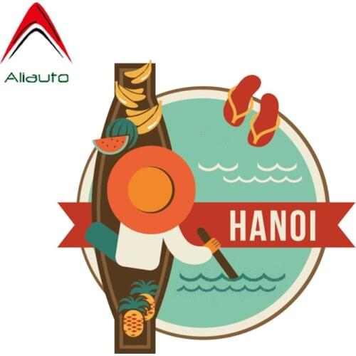 Aliauto Creative Motorcycle Car Sticker Hanoi Vietnam World City Travel Accessories Personality Reflective Decal PVC,12cm*12cm