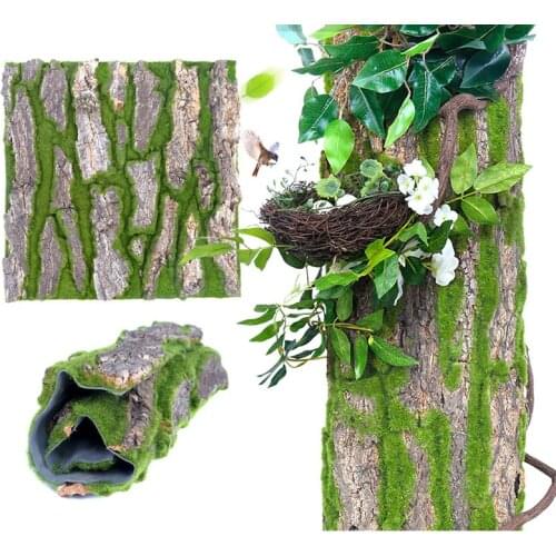 Real Dried Pine Tree Bark with Artificial Moss for indoor Water Pipe pillar cover wrap fake plant Vine flowers DIY Decoration