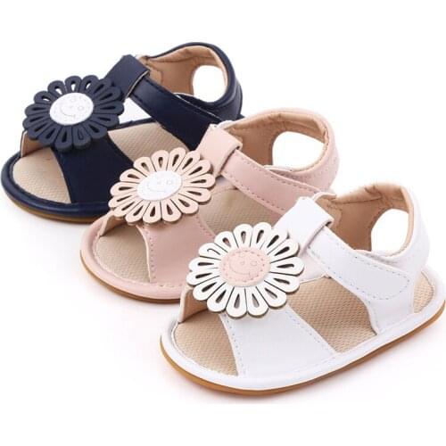 2020 New Baby Girls PU Sandals Lovely Flower Baby Shoes Soft Sole Breathable Toddler Footwear Girls Princess Shoes