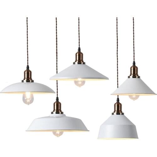 Loft industrial wind white pendant lights pot shade single lamps living room kitchen restaurant bar shop hanging lights fixtures