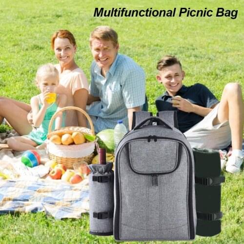 Portable Large Capacity Insulated Tableware Holding Bag Multifunctional Outdoor Camping Picnic Backpack
