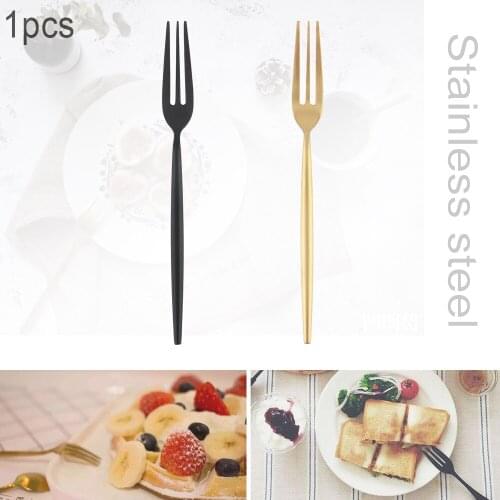 Portable Gold European Fork Simple Pure Color 304 Stainless Steel Tableware Fruit Fork Cutlery Set for Kitchen Food Tableware