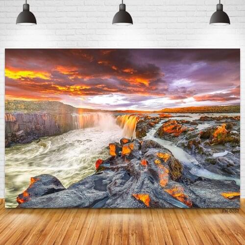 Natural Scenery River Mountain Sunset Sky Art Backdrops Summer Landscape Background For Baby Portrait Birthday Party Photography