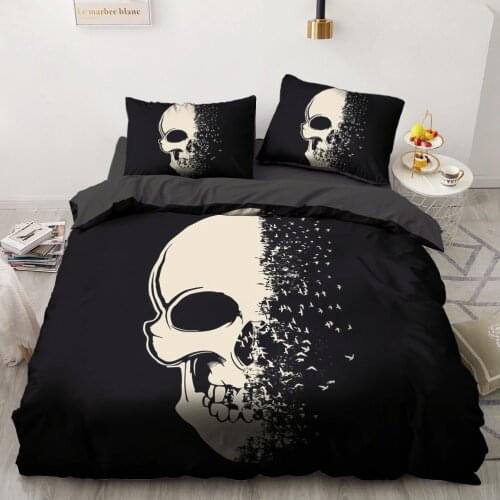 Simple Bedding Sets 3D 3D Skull Duvet Quilt Cover Set Comforter Bed Linens Pillowcase King Queen Full Double Home Texitle