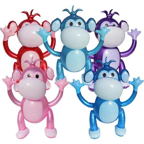 Cartoon Cute Monkey Model Inflatable Colorful Hands-Up Game Props Simulation Animals Kindergarten Activity Decor Accessories