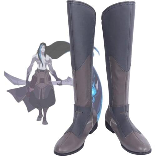 Game LOL The Shadow Reaper Shieda Kayn Cosplay Boots Grey Shoes Custom Made