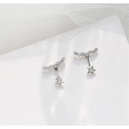 New Fashion CZ Zircon Stud Earring for Women Korean Personality Wild Hipster Star Earrings Jewelry Wholesale Gift