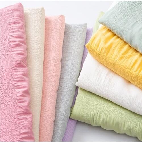 Bubble Plaid Chiffon Fabric By The Meter Pleated Breathable Skirt Dress Brocade Fabrics for Sewing Black Pink Blue White Summer