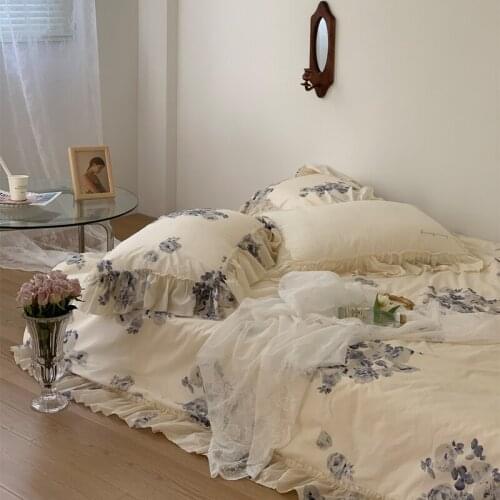 Oil Painting Style Advanced French Retro Rose Cotton Four-Piece Cotton Korean Bedding