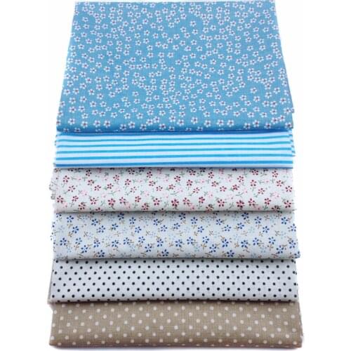 Syunss 6pcs 50cmx50cm blue plain cotton fabric for DIY sewing craft tilda doll textiles tissue tecido,tulle,tela,telas patchwork