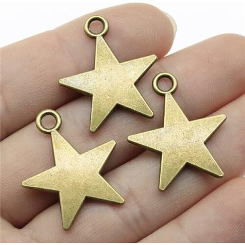 WYSIWYG 3pcs 26x22mm Vintage Star Pendants Charm For Jewelry Making Antique Bronze Color Pentagram Star Pendants Charm Star