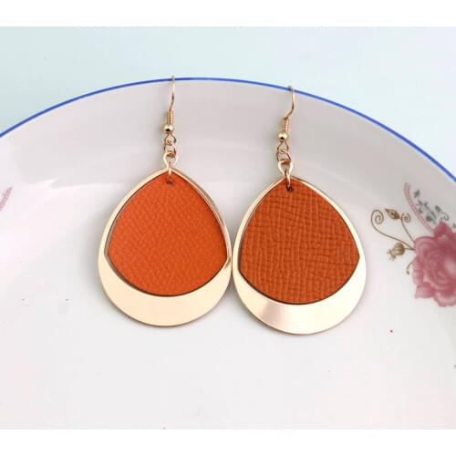 ZWPON 2019 Fashion Clemence Genuine Leather Teardrop Earrings for Women Trendy Cutout Water Drop Earrings Jewelry Wholesale